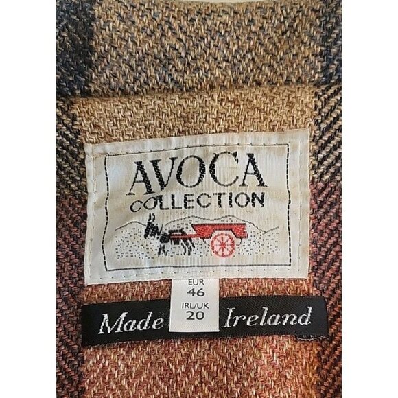 Avoca Collection Coat Women XXL 100 Wool Made In Ireland Patchwork Jacket 14 EUC - Picture 6 of 11